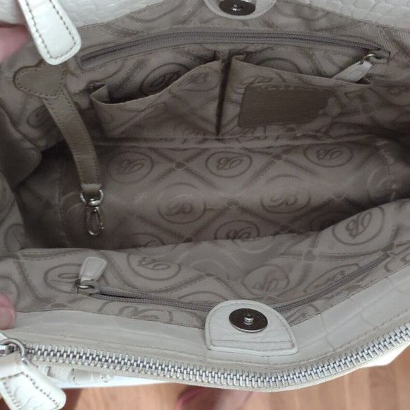Beautiful Brighton Ivory MONROE CROC Embossed Leather Satchel Handbag Tote - Picture 8 of 9